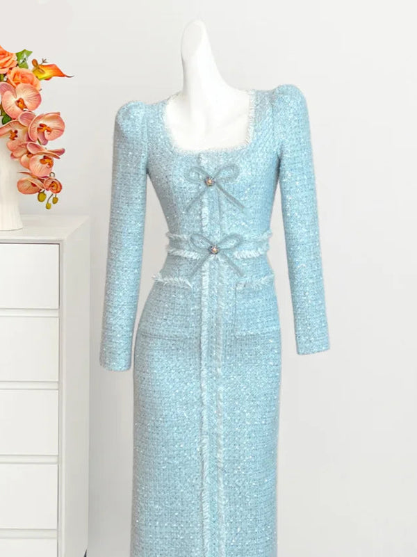 EraPosh SleekCharm Puff Sleeve Wrap Dress