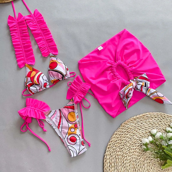 EraPosh PalmWhirl Printed Bikini Set