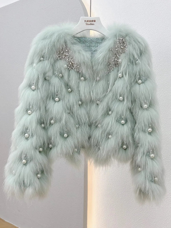 EraPosh FrostGleam Pearl Fur Jacket