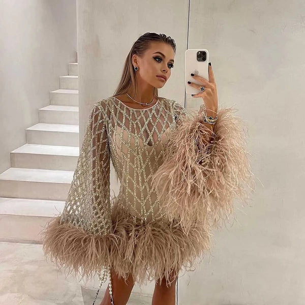 EraPosh Moondust Halo Feather Dress